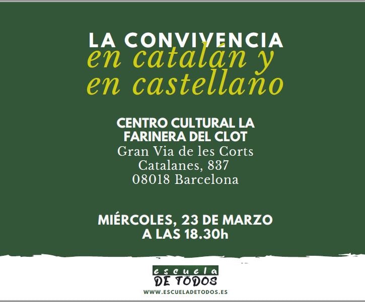 Cartel del acto La convivencia en catalán y en castellano