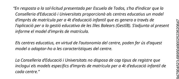 Prohens miente sobre la matriculación