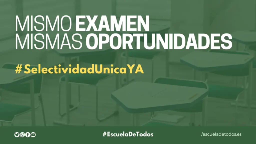 Mismo examen Mismas oportunidades Selectividad Única Ya