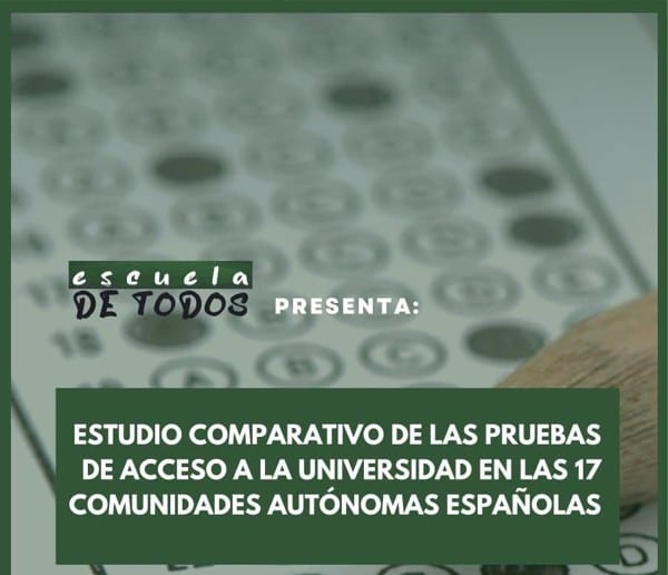 Recorte portada Estudio comparativo de las pruebas de acceso a la universidad en las 17 CCAA españolas